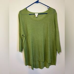 Chico’s Lightweight Green Knit Pullover Sweater
